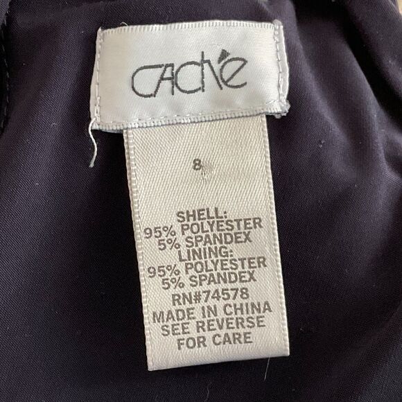 Cach'e Women's 8 Navy Blue Dress Halter Bodycon Ruched Metal Necklace - Picture 4 of 13